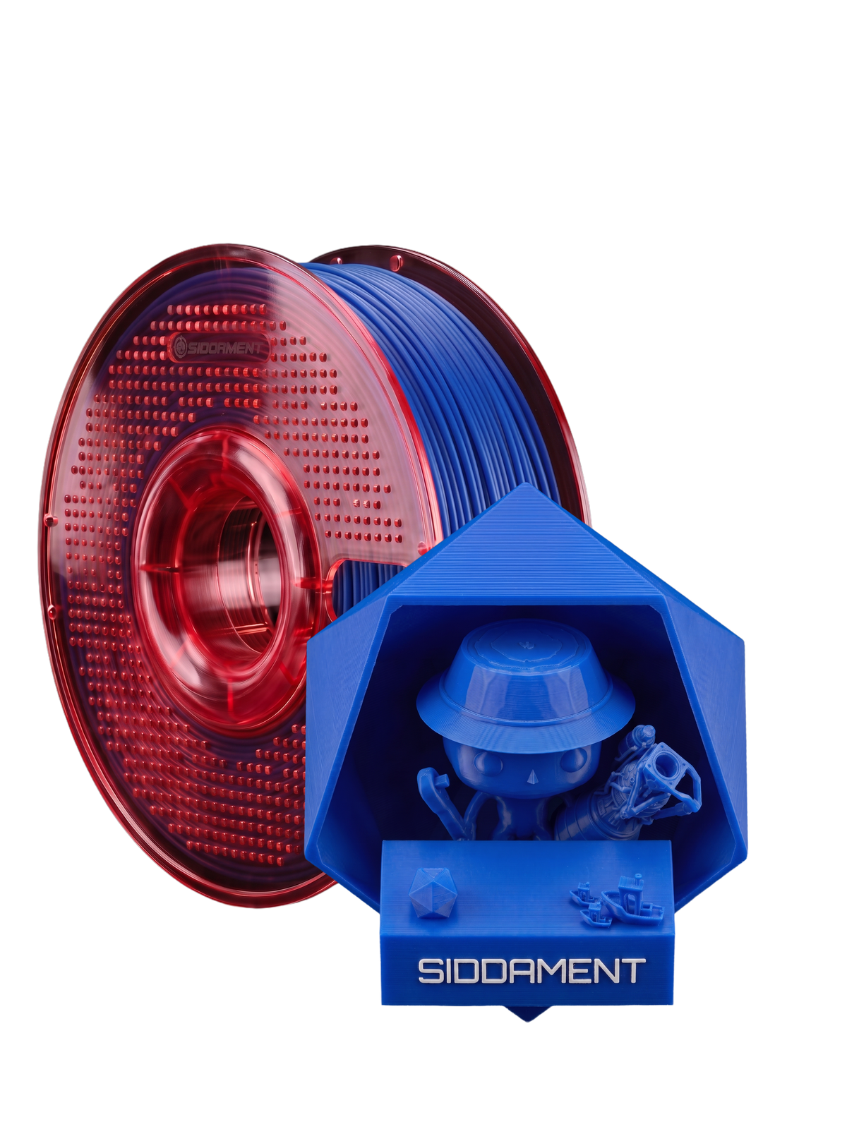 Blue TPU 95A on a SIDDAMENT spool with a printed figure
