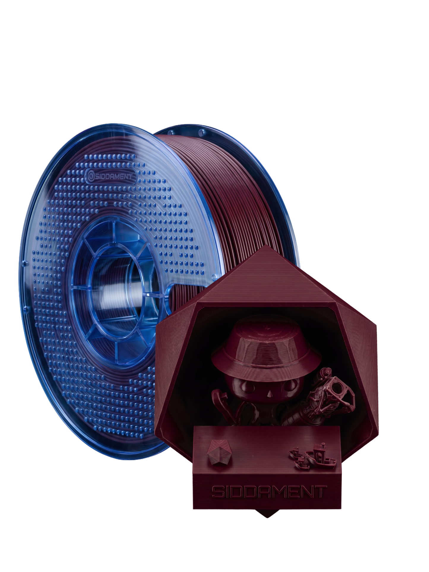 Matte Burgundy PETG V2 spool with 3D printed parts
