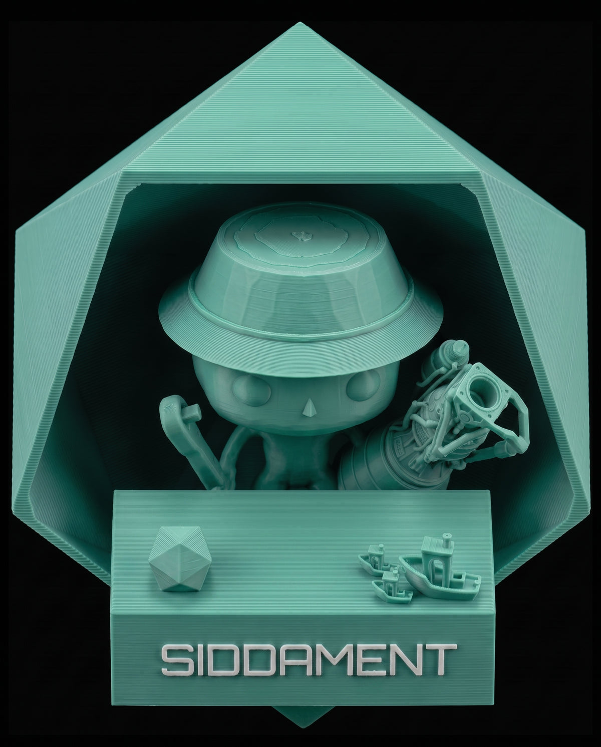 Matte Green Aurora PLA V4, printed SIDDAMENT figure