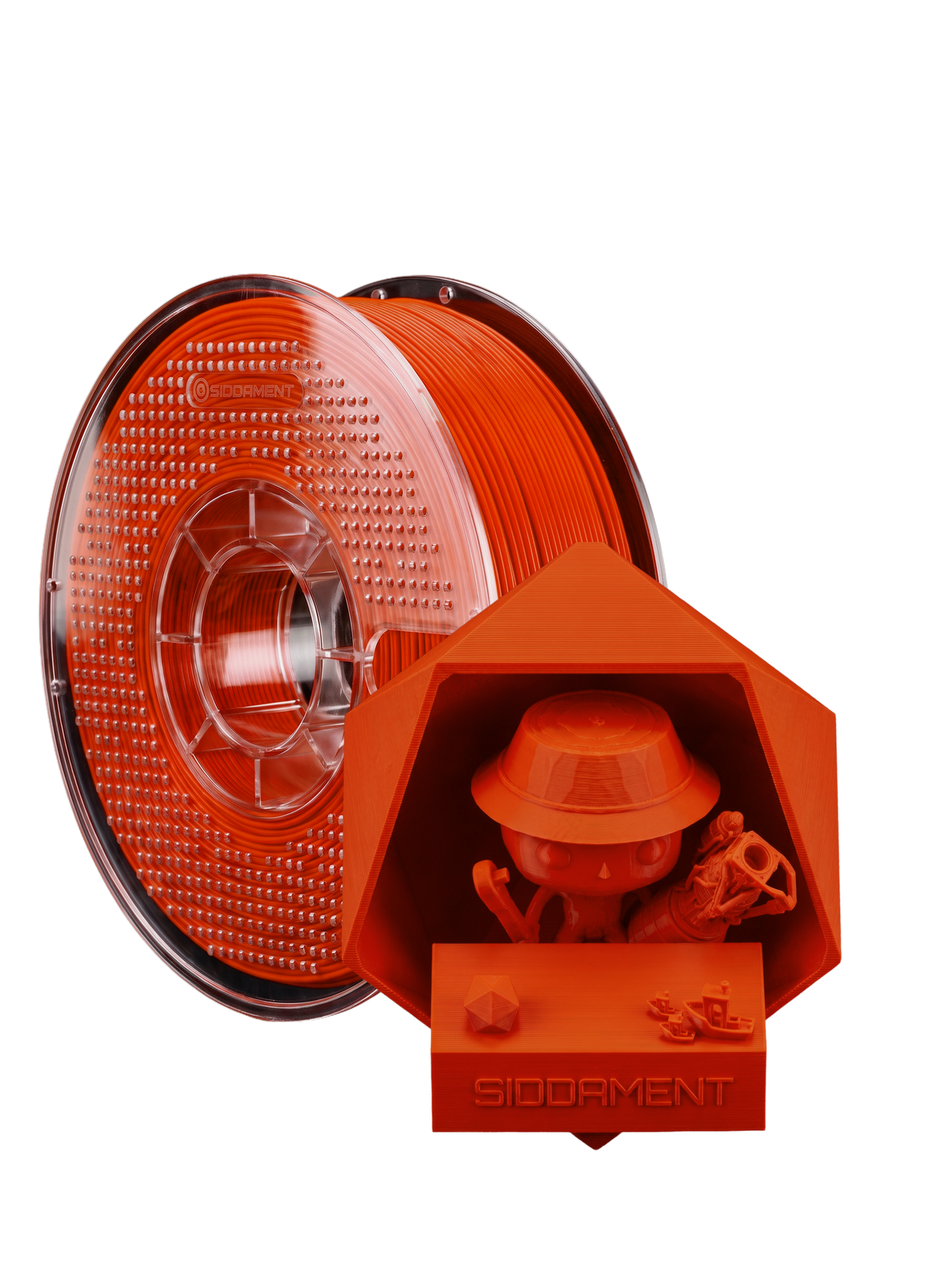 Matte Hot Red PLA V2 1.75mm 1kg filament and printed parts