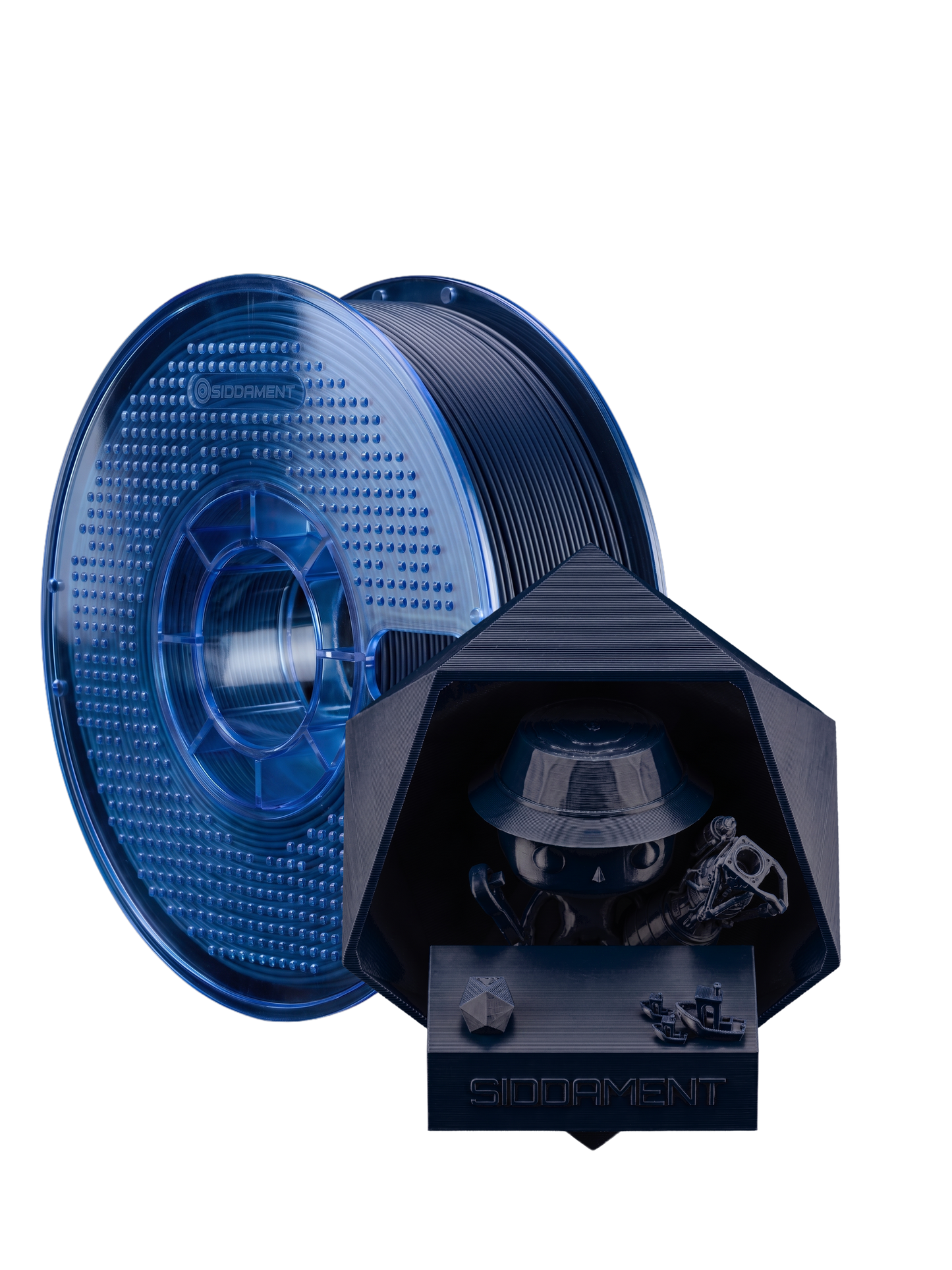 Matte Navy PETG V2 spool with 3D printed parts