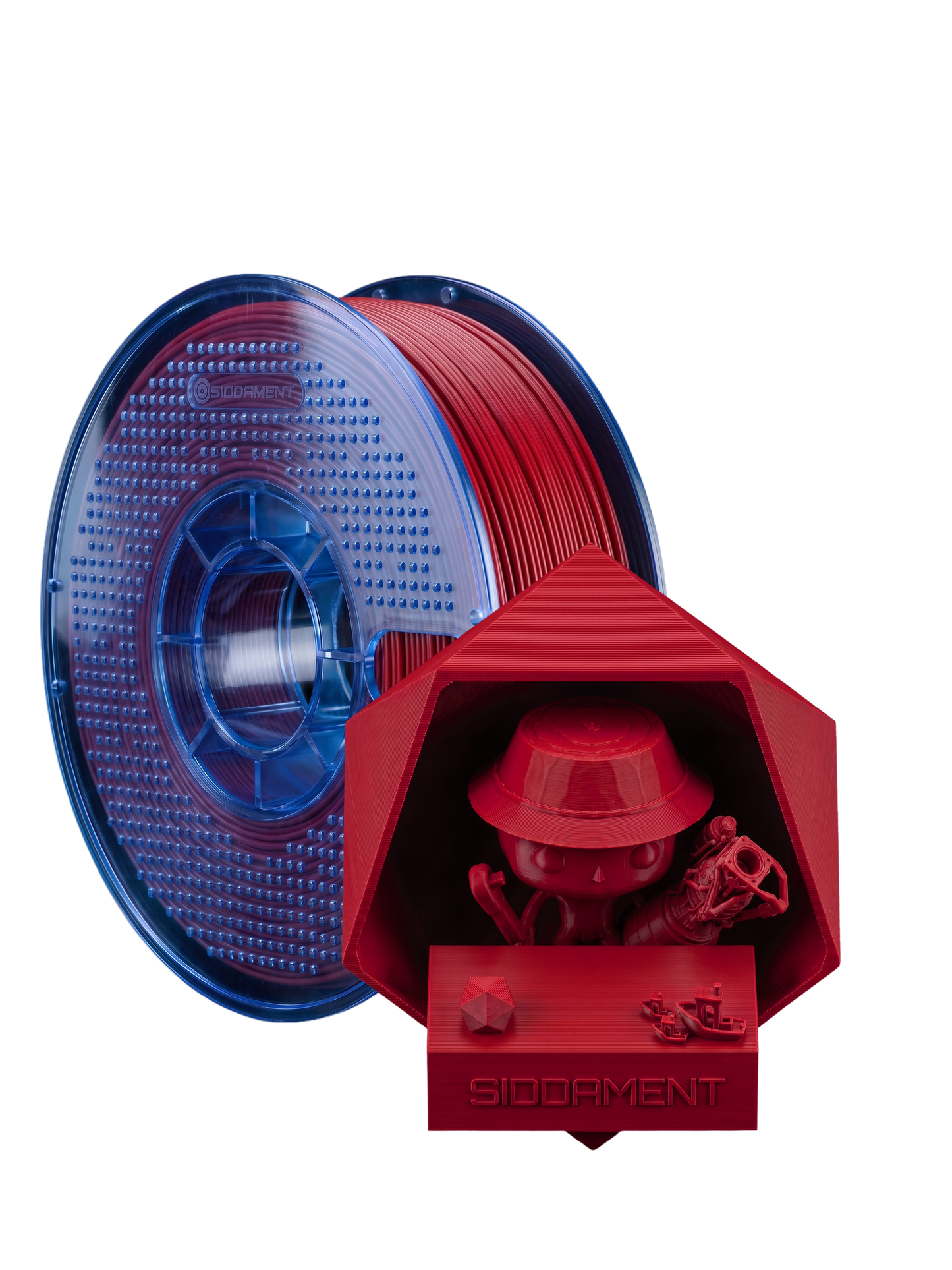 Matte Tool Red PETG V2 spool with 3D printed parts