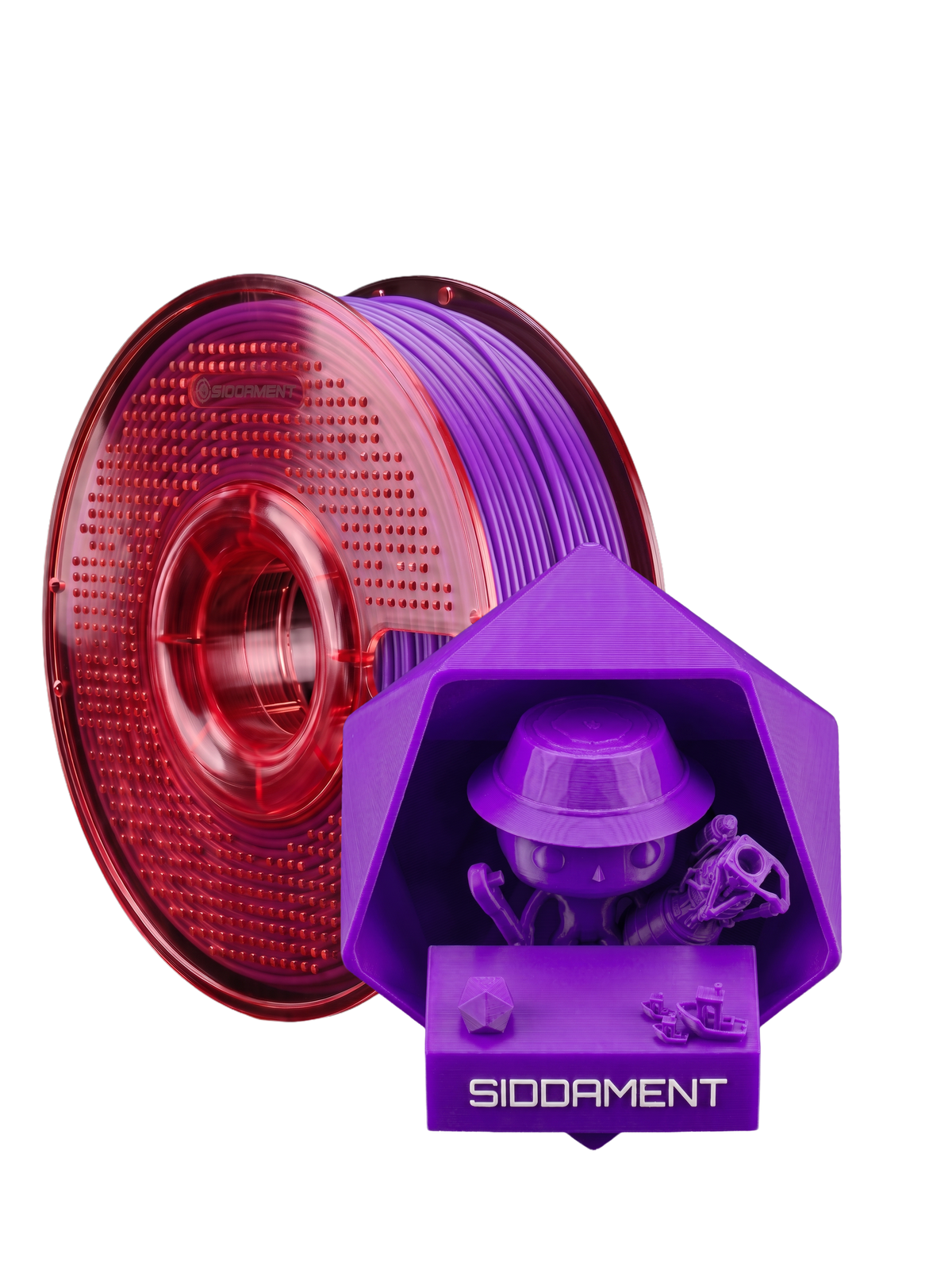Purple TPU 95A on a SIDDAMENT spool with a printed figure