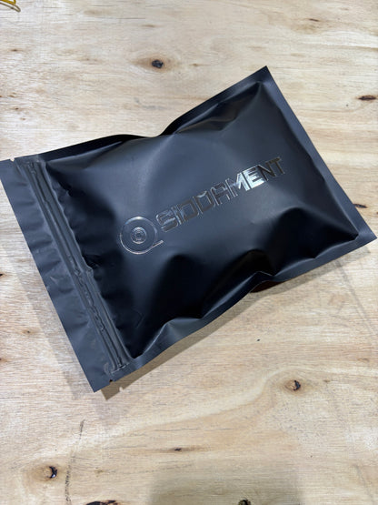 Black SIDDAMENT zip pouch the swatch set ships in