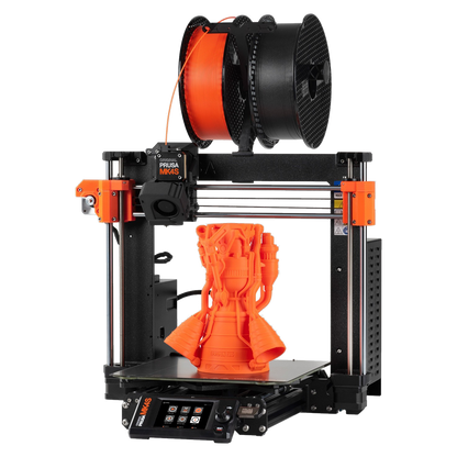 Prusa MK4S assembled 3D printer, three-quarter view