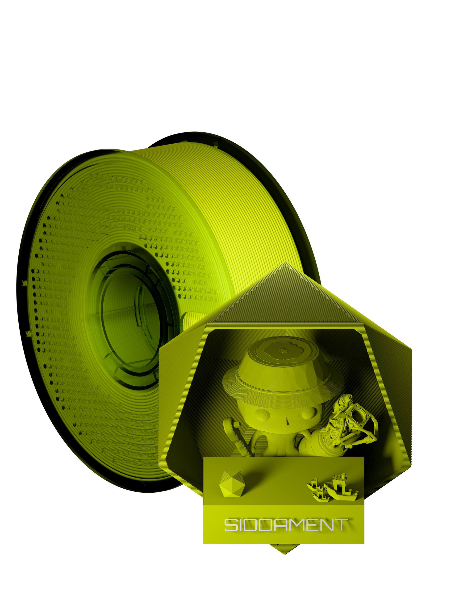 Bright Yellow Matte PLA V2 filament spool