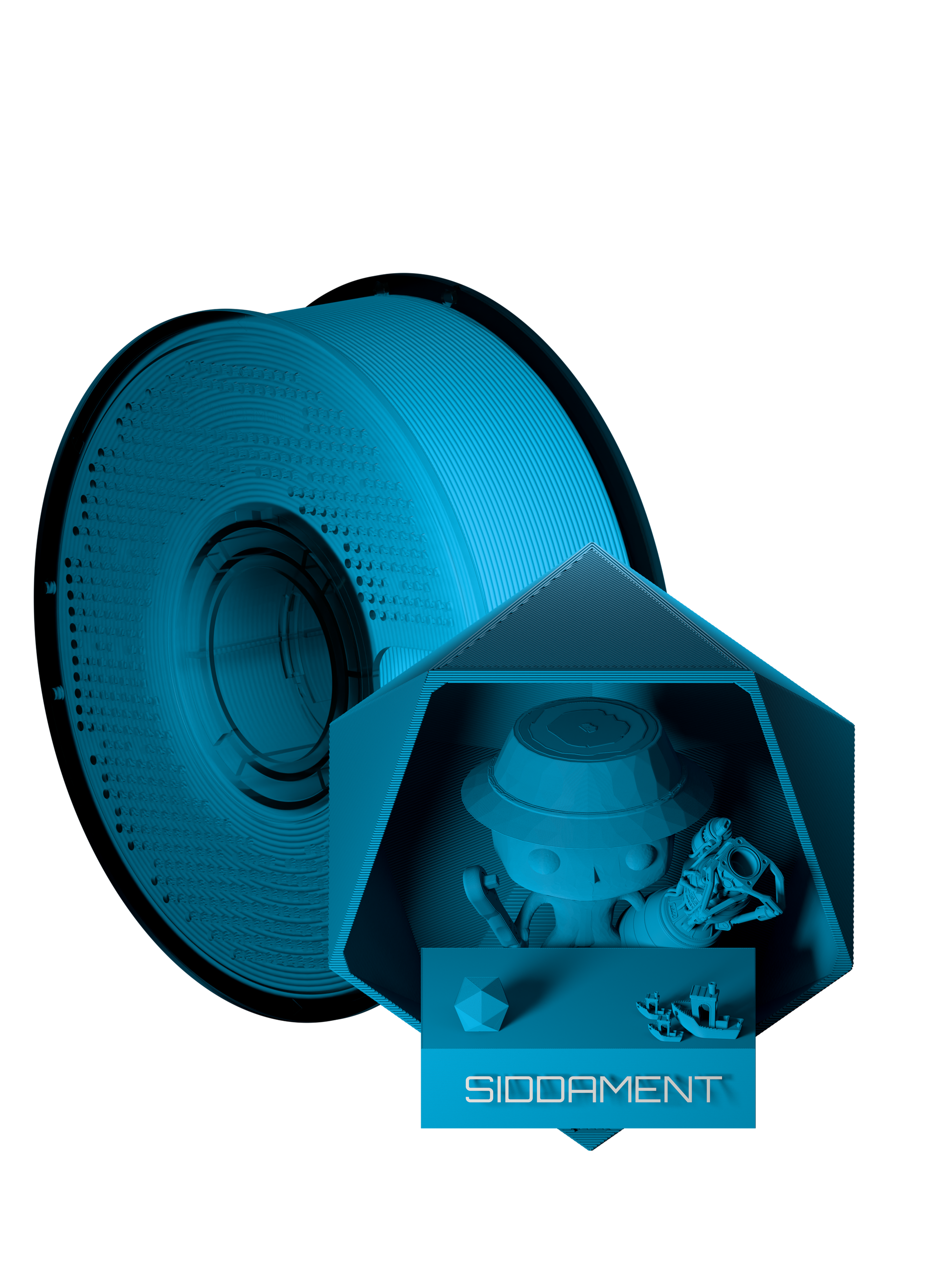 Cyan Blue Matte PLA V2 filament spool