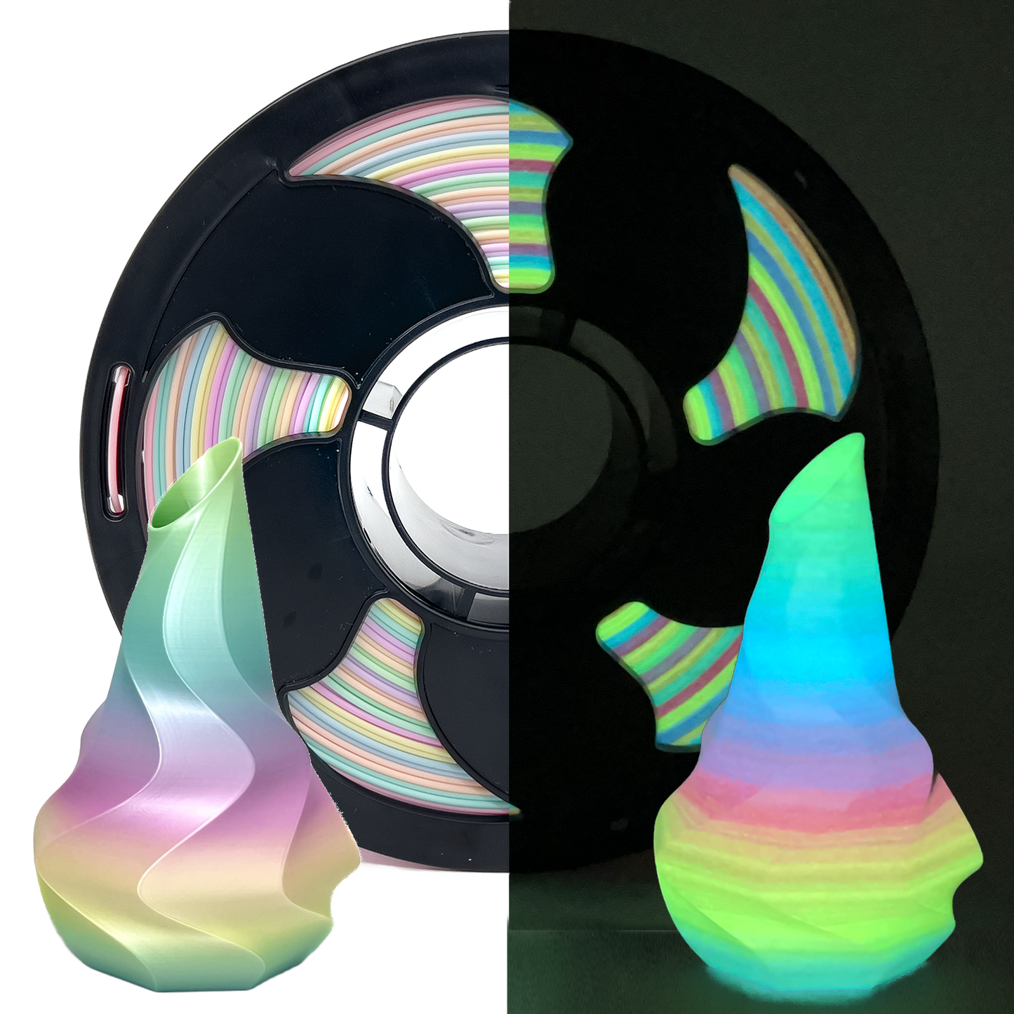 Glowing SILK Rainbow PLA