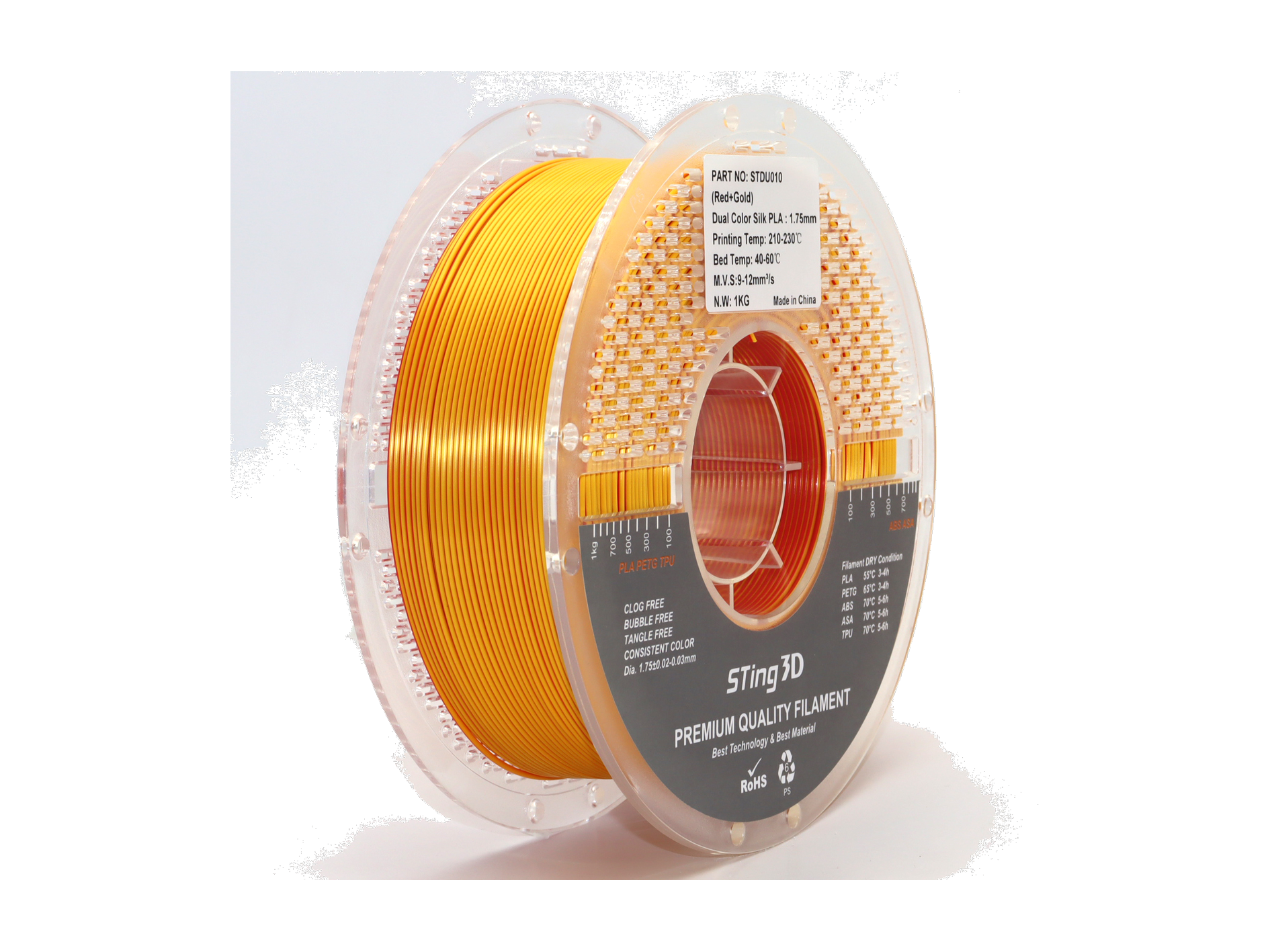 PLA Silk Dual Color Red+Gold