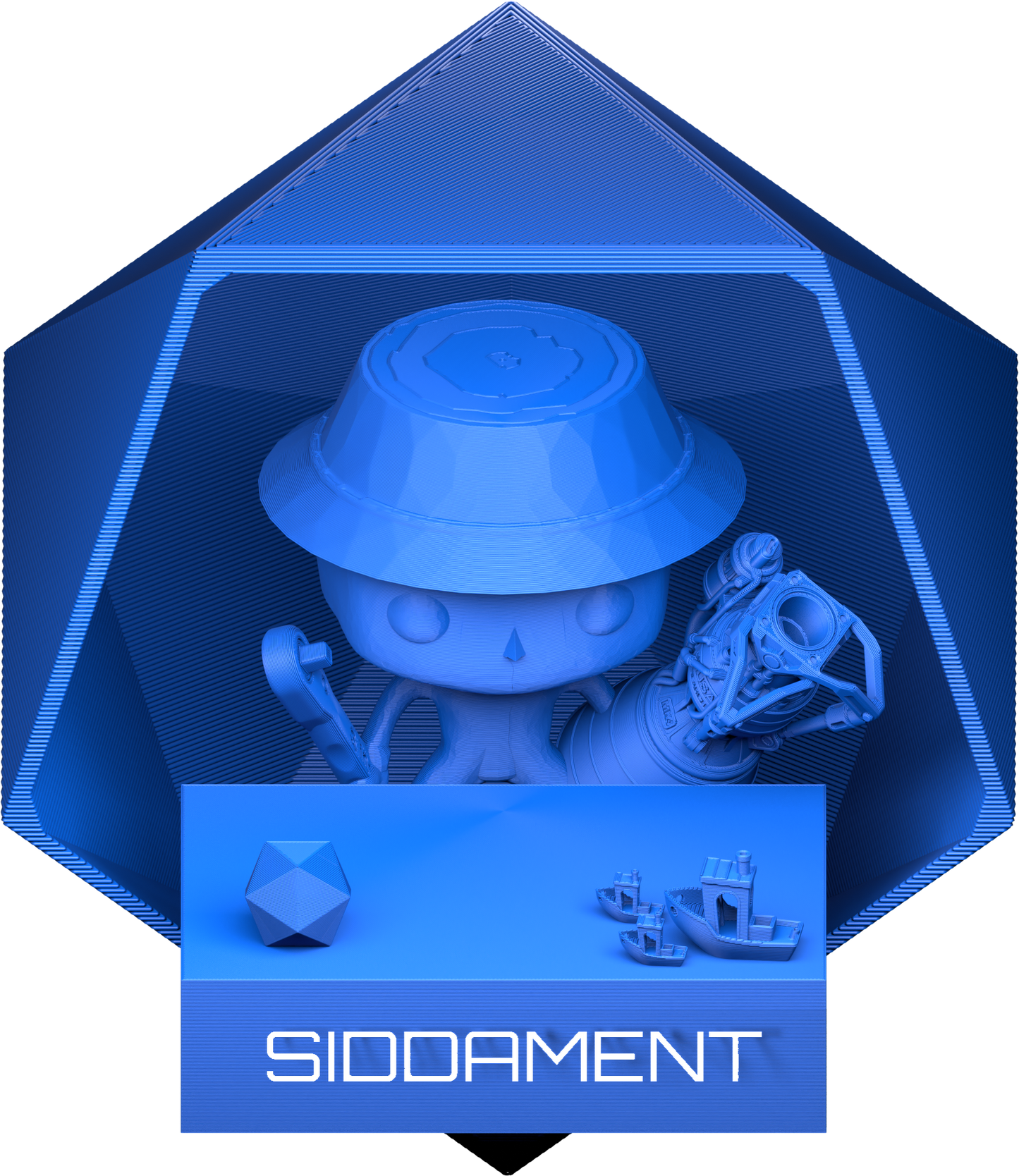 Silk Blue PLA V2 printed parts