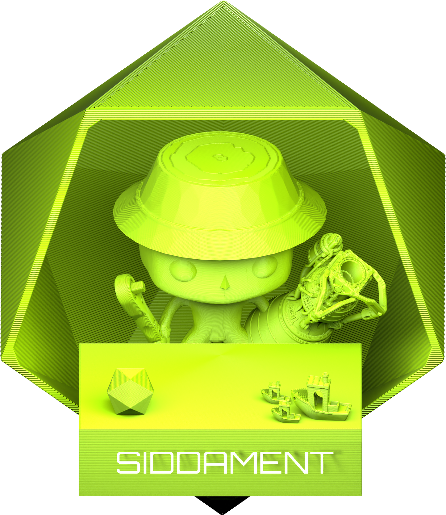 Silk Lime PLA V2 printed parts