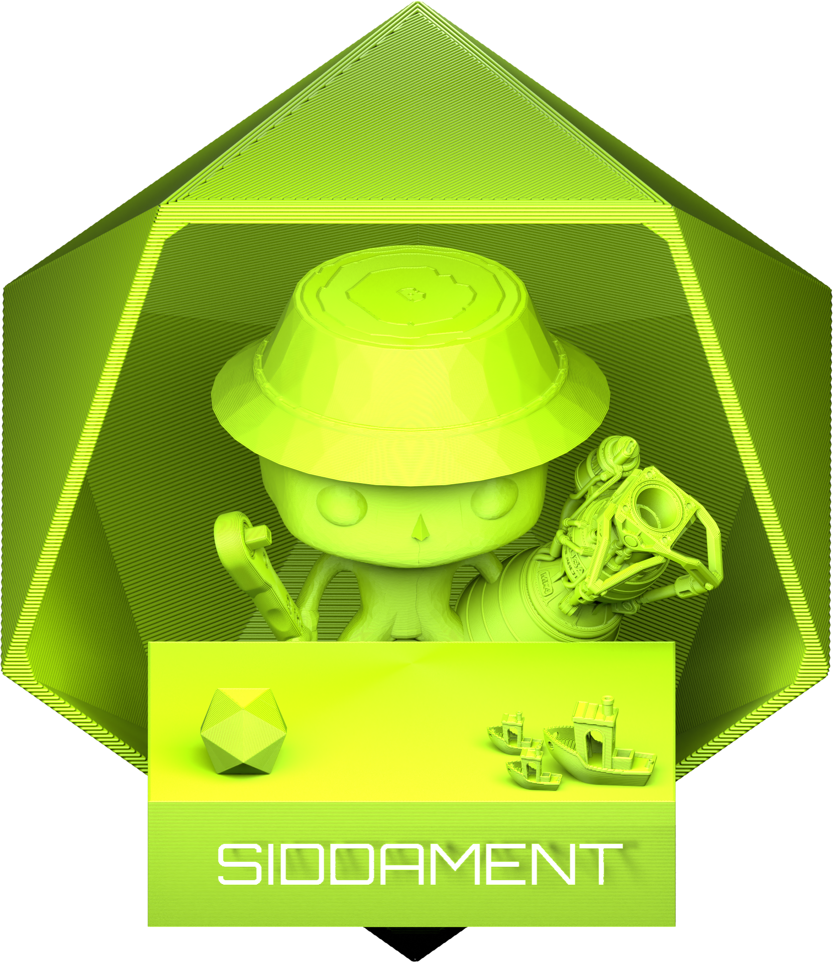 Silk Lime PLA V2 printed parts