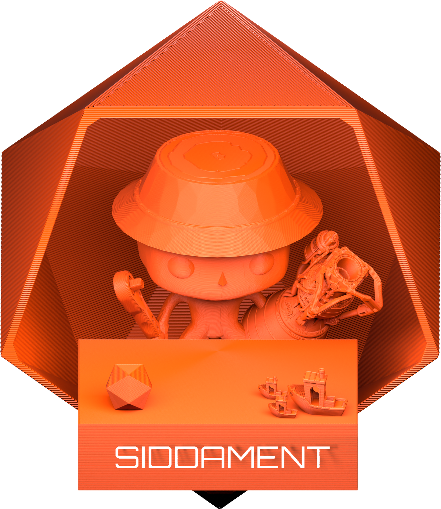 Silk Orange PLA V2 printed parts