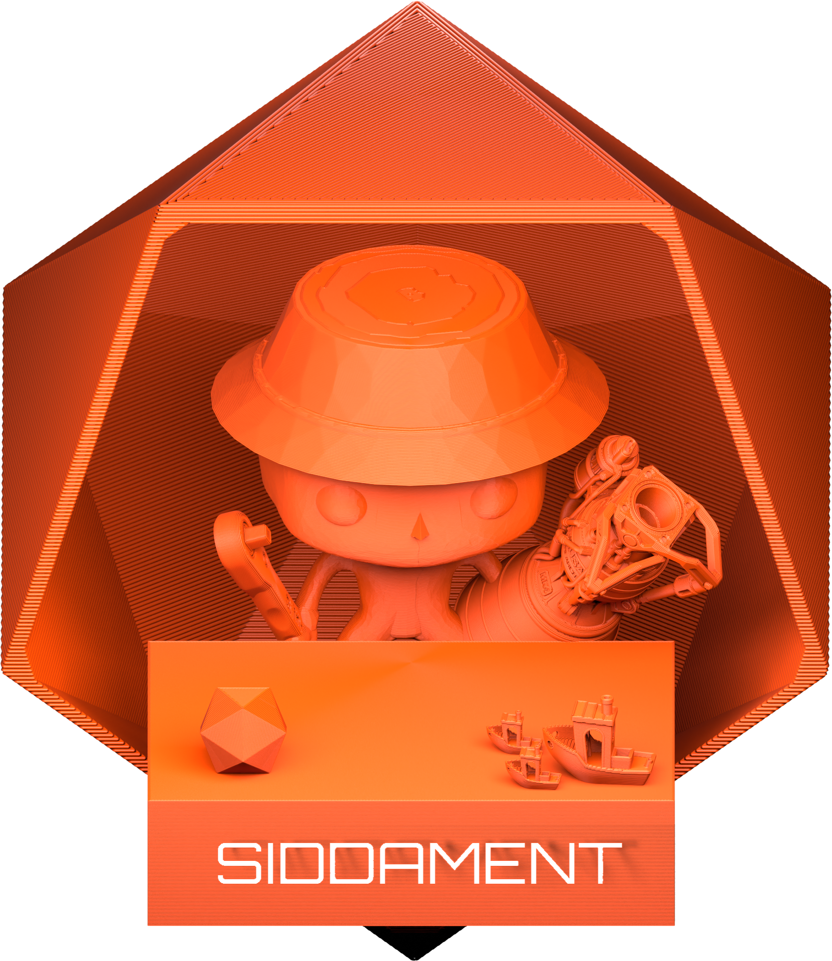 Silk Orange PLA V2 printed parts