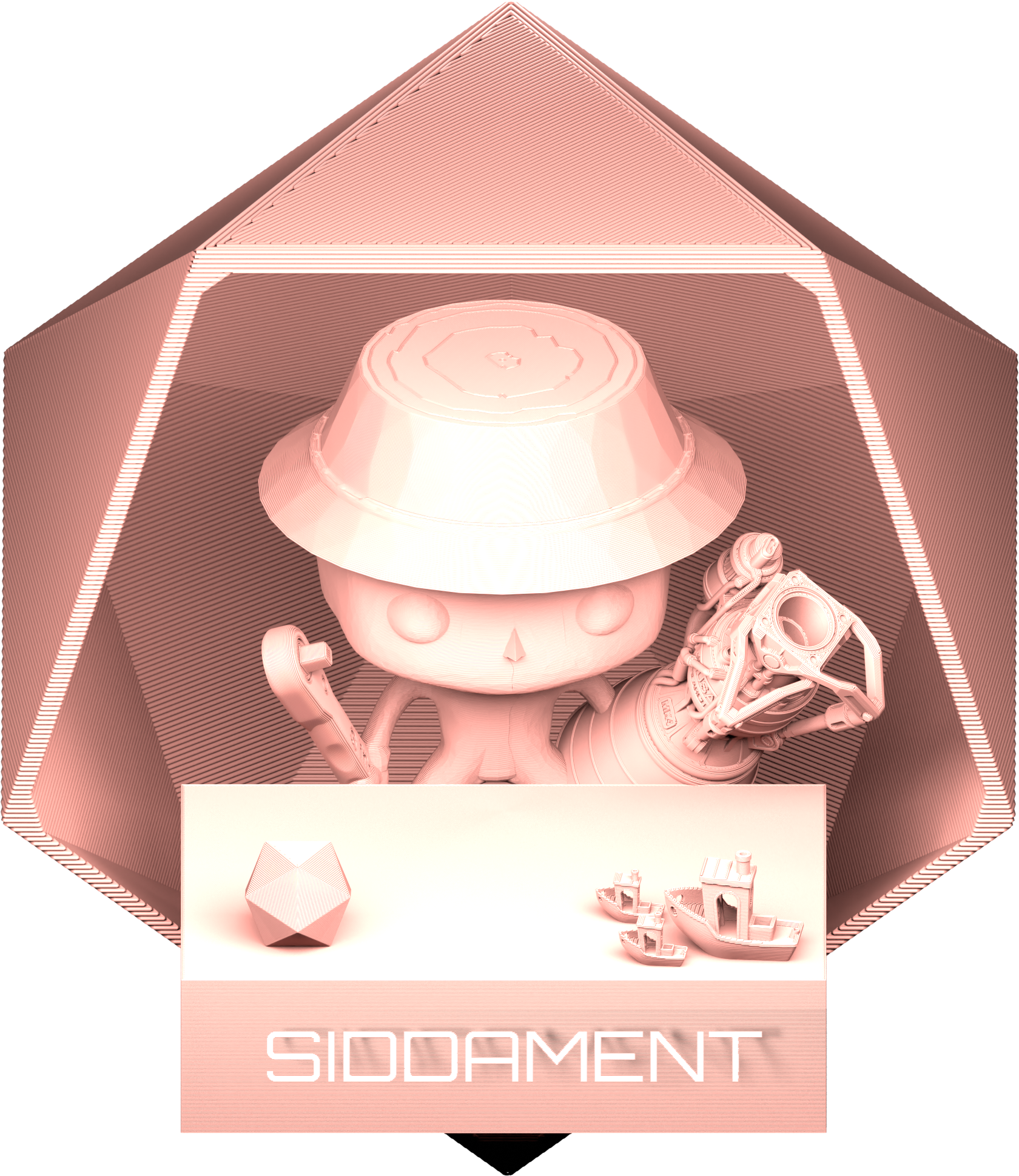 Silk Pink PLA V2 printed parts