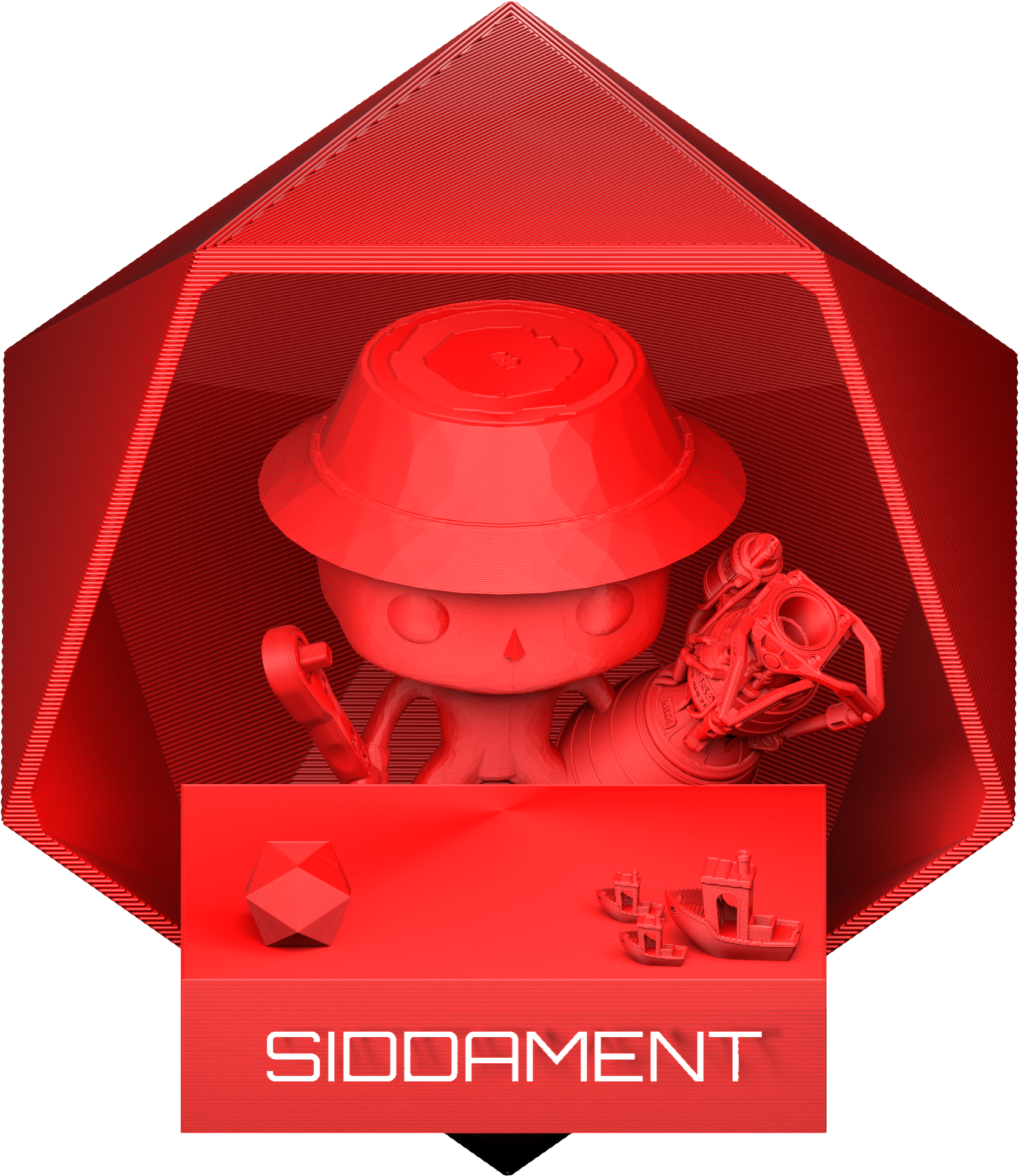 Silk Red PLA V2 printed parts