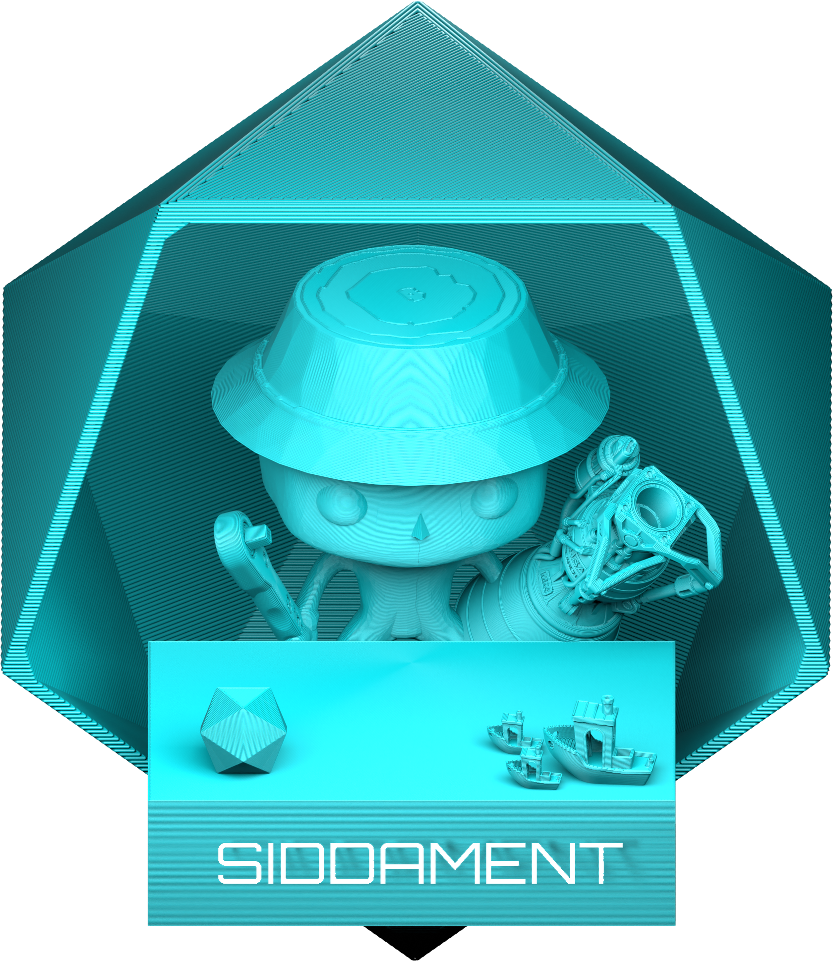 Silk Teal PLA V2 printed parts