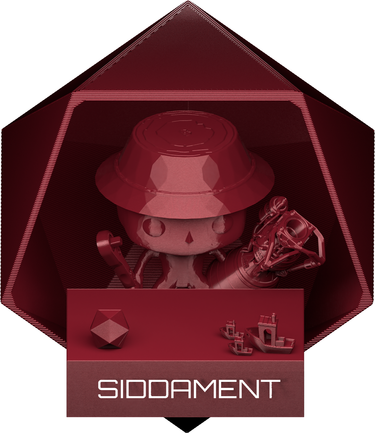 Translucent Blood Red PLA V2 printed parts