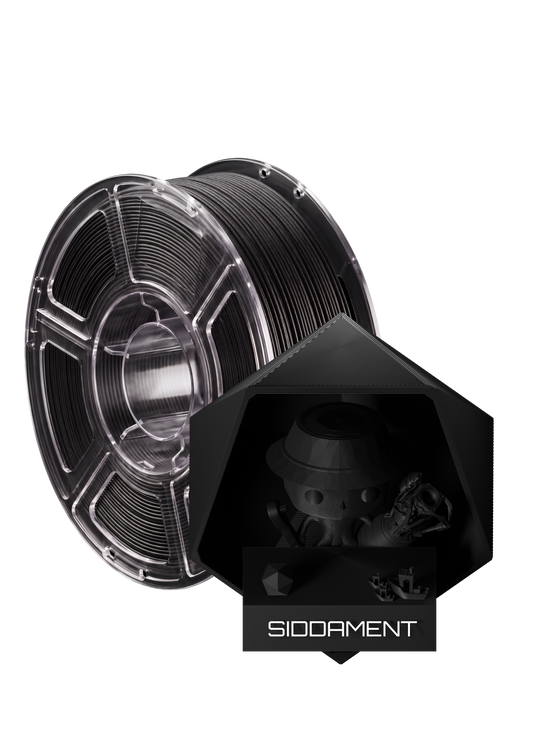 ASA CF carbon fibre filament on a clear SIDDAMENT spool