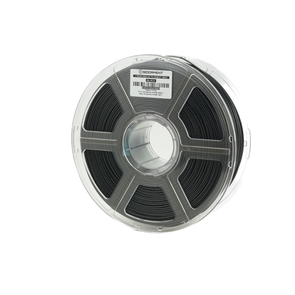 Black ASA Glass Fiber (GF) 1.75mm 1kg filament spool