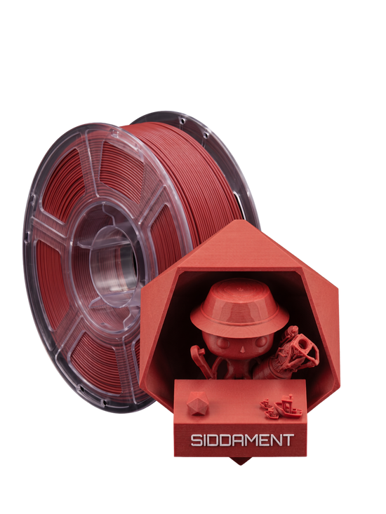 Red ASA glass fibre filament and printed parts
