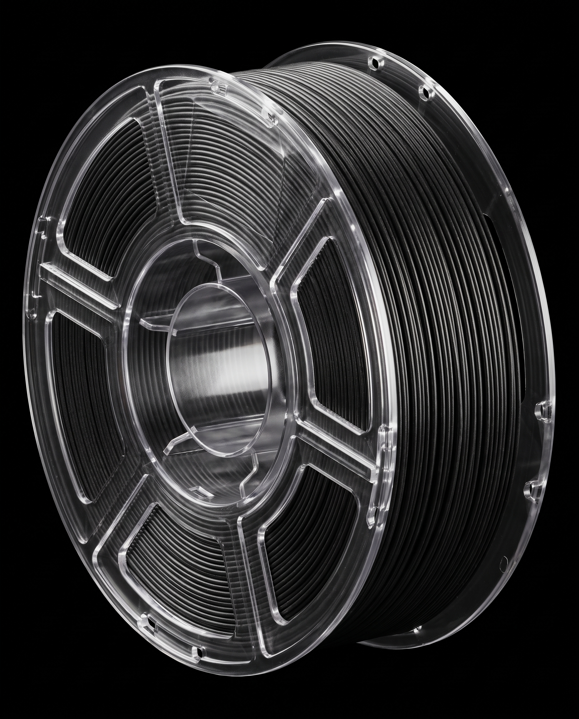 Black ASA glass fibre filament on a clear SIDDAMENT spool