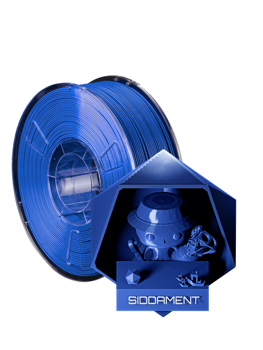 Blue PLA - spool and printed parts, glossy render matched to #006BD3 [shot normal-pla-gloss-2026-10-16]