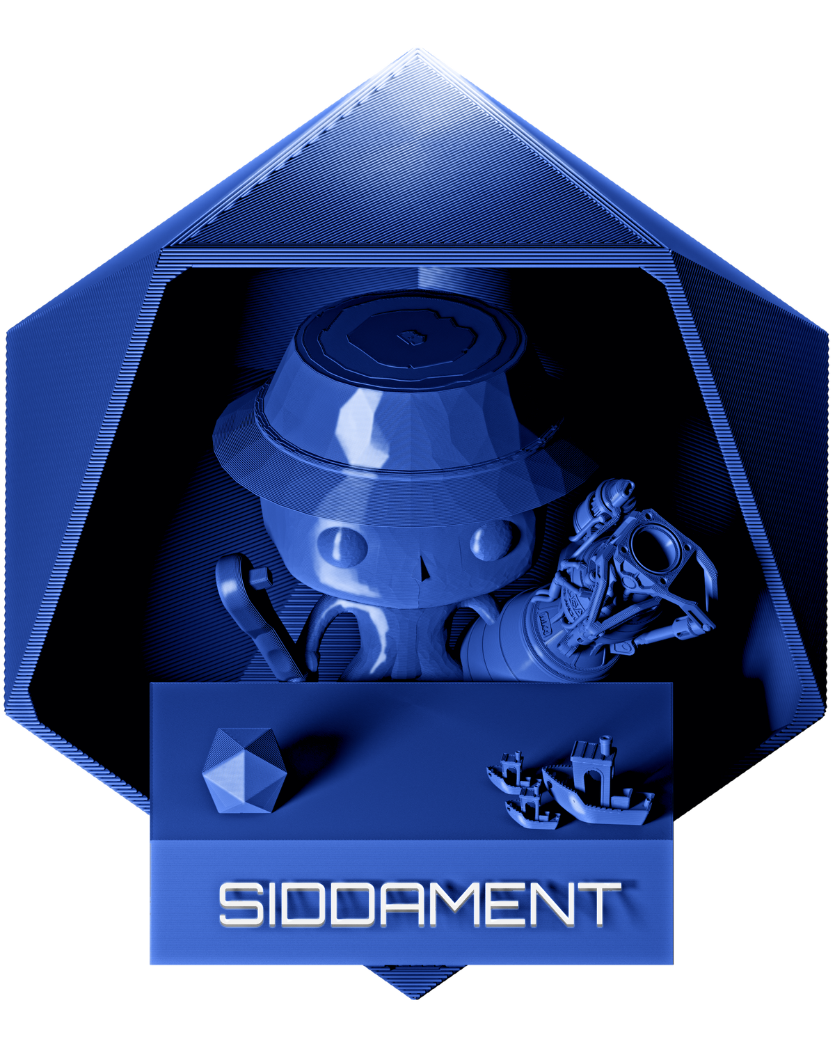 Blue PLA - printed parts, glossy render matched to #006BD3 [shot normal-pla-gloss-2026-10-16]