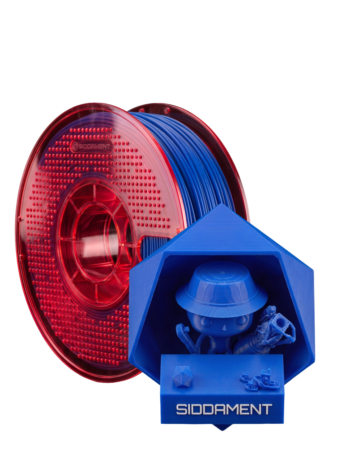 Blue TPU 95A HF on a SIDDAMENT spool with a printed figure