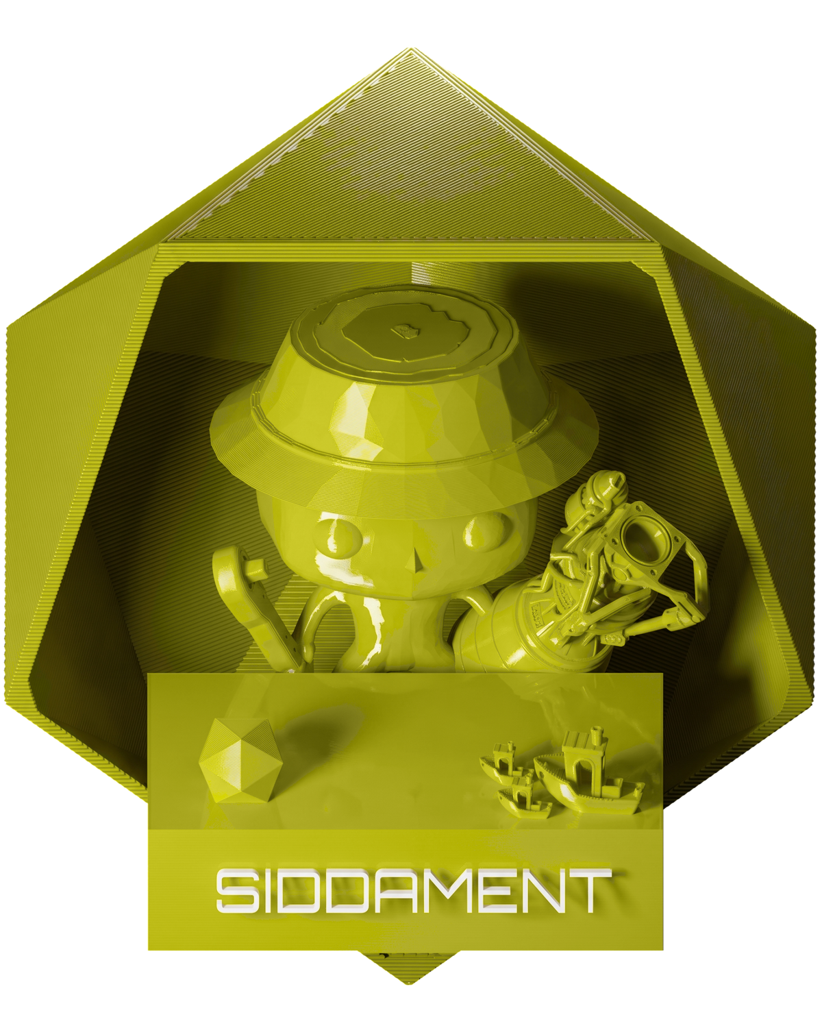 Bright Yellow PLA - printed parts, glossy render matched to #D5D401 [shot normal-pla-gloss-2026-10-16]