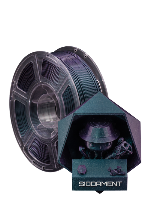 Burnt Titanium ABS on a SIDDAMENT spool with a printed figure
