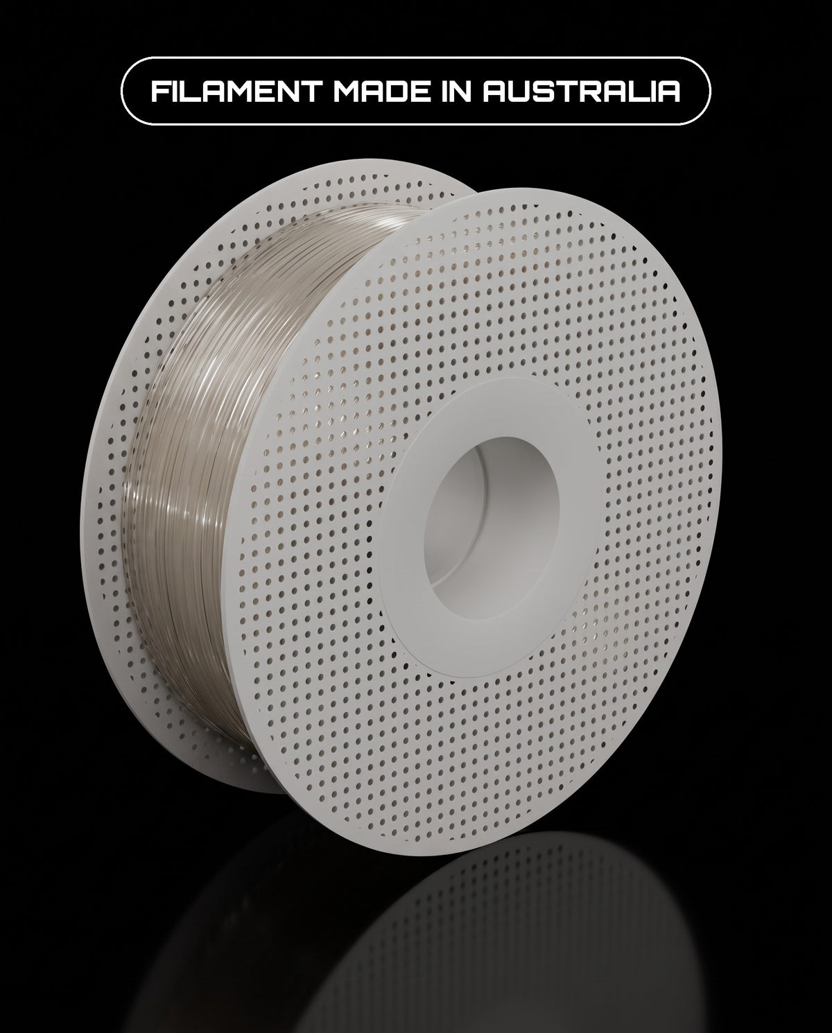 CNTRL P PLA test spool, clear filament, filament made in Australia