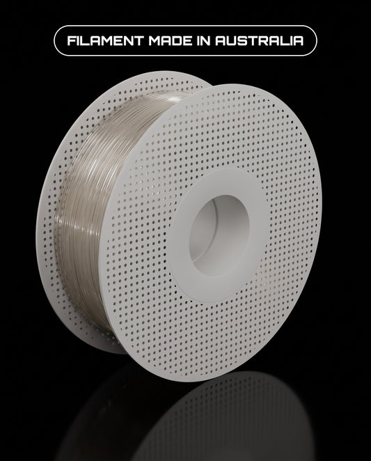 CNTRL P PLA test spool, clear filament, filament made in Australia