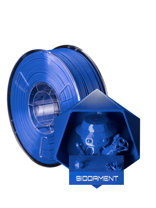 Cobalt Blue PLA - spool and printed parts, glossy render matched to #055ACA [shot normal-pla-gloss-2026-10-16]