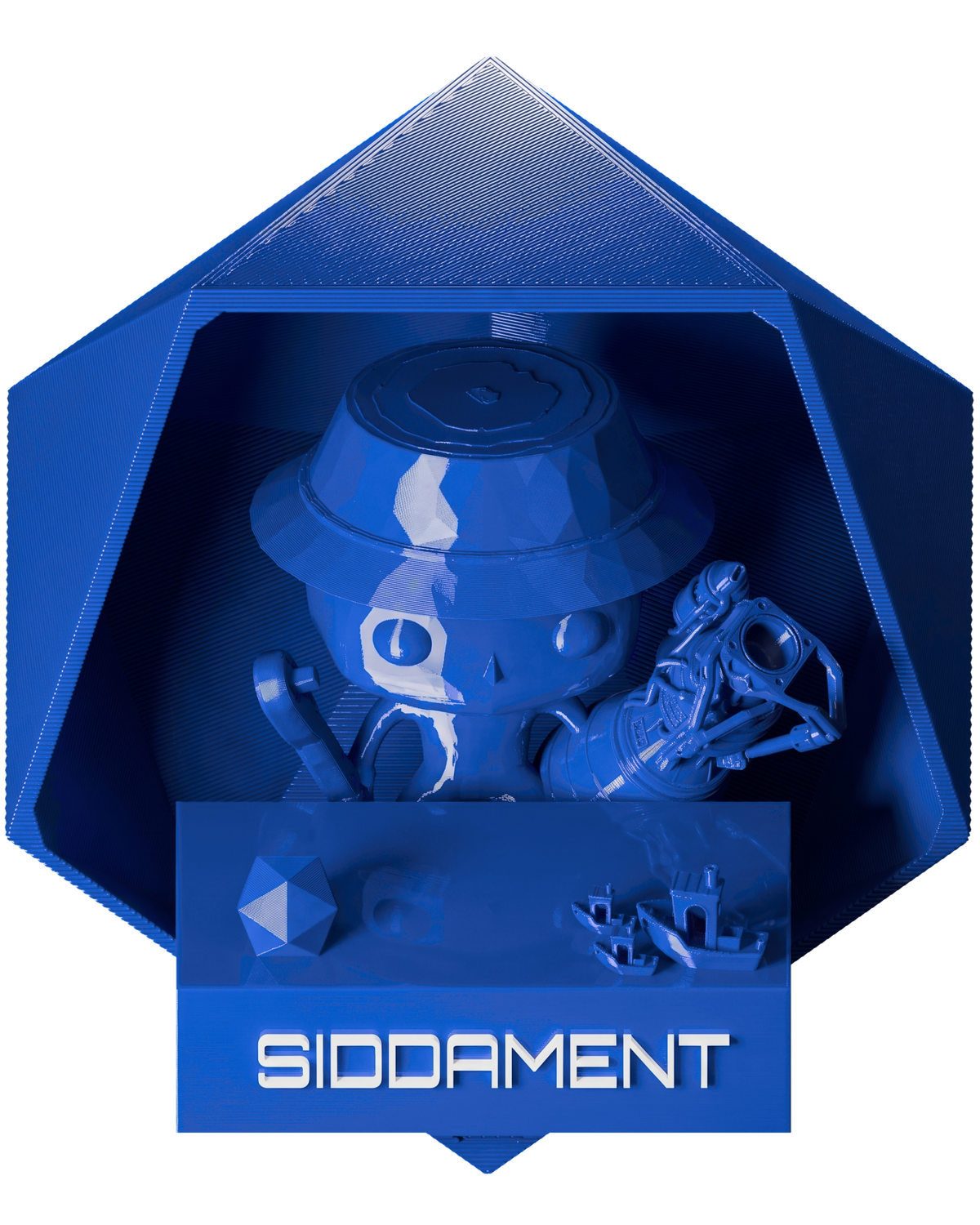 Cobalt Blue PLA - printed parts, glossy render matched to #055ACA [shot normal-pla-gloss-2026-10-16]