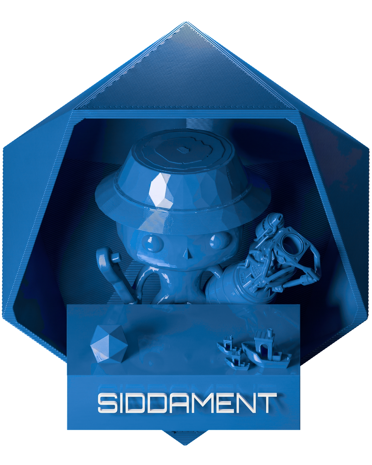 Cool Blue PLA - printed parts, glossy render matched to #0E81D2 [shot normal-pla-gloss-2026-10-16]