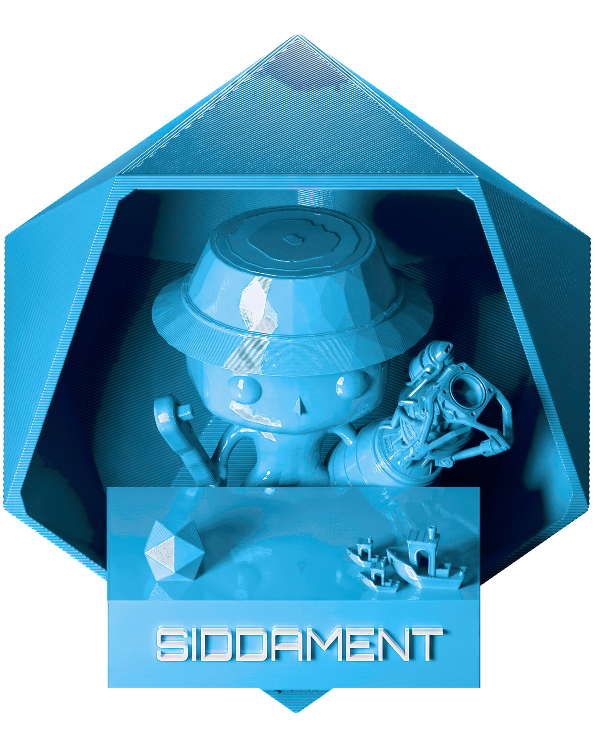 Cyan Blue PLA - printed parts, glossy render matched to #26AAEB [shot normal-pla-gloss-2026-10-16]