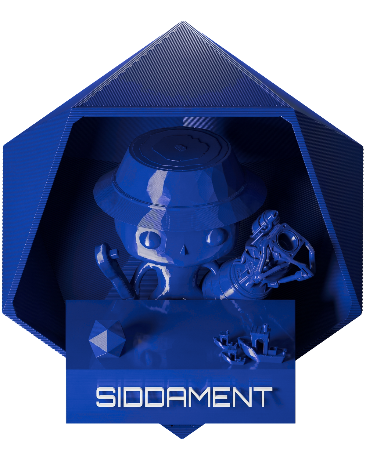 Deep Blue PLA - printed parts, glossy render matched to #1846B0 [shot normal-pla-gloss-2026-10-16]