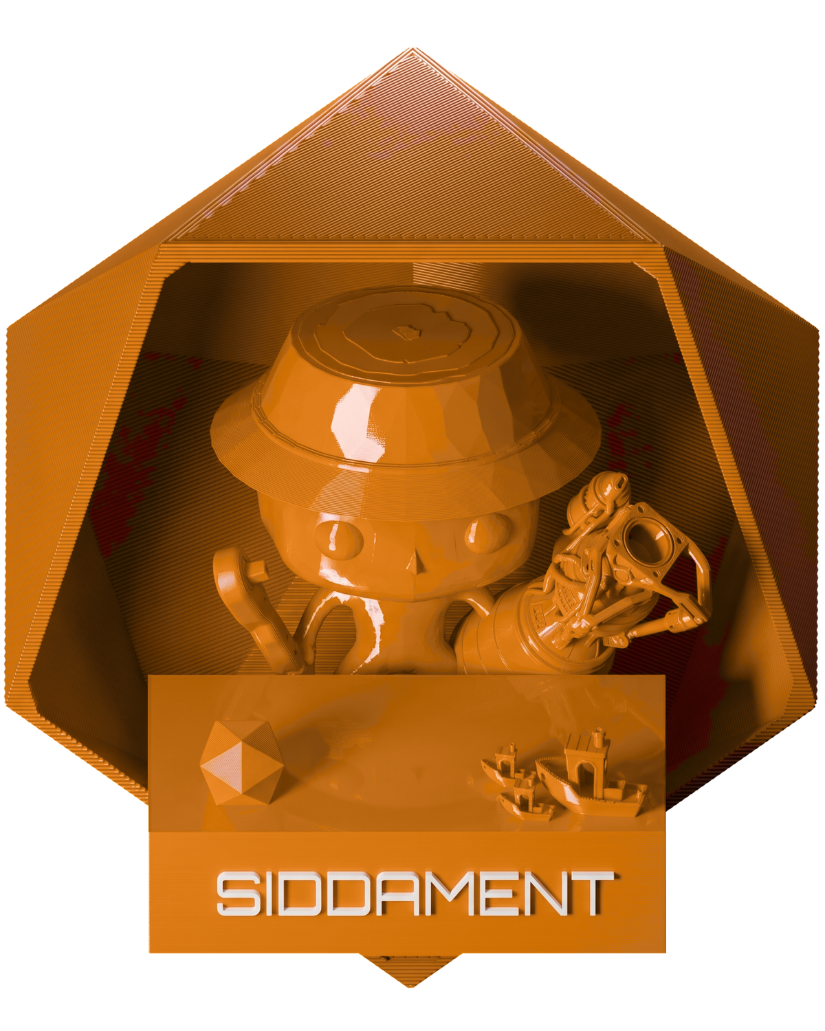 Fire Orange PLA - printed parts, glossy render matched to #EA8725 [shot normal-pla-gloss-2026-10-16]