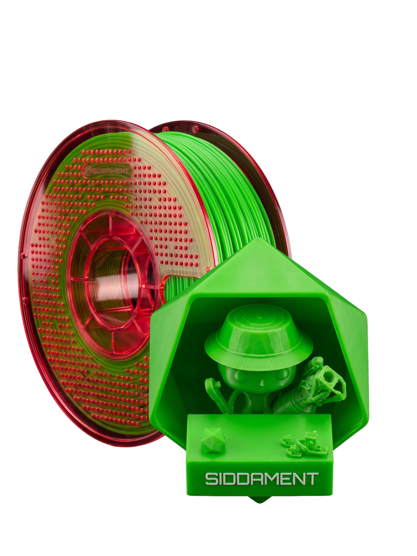 Green TPU 95A HF on a SIDDAMENT spool with a printed figure