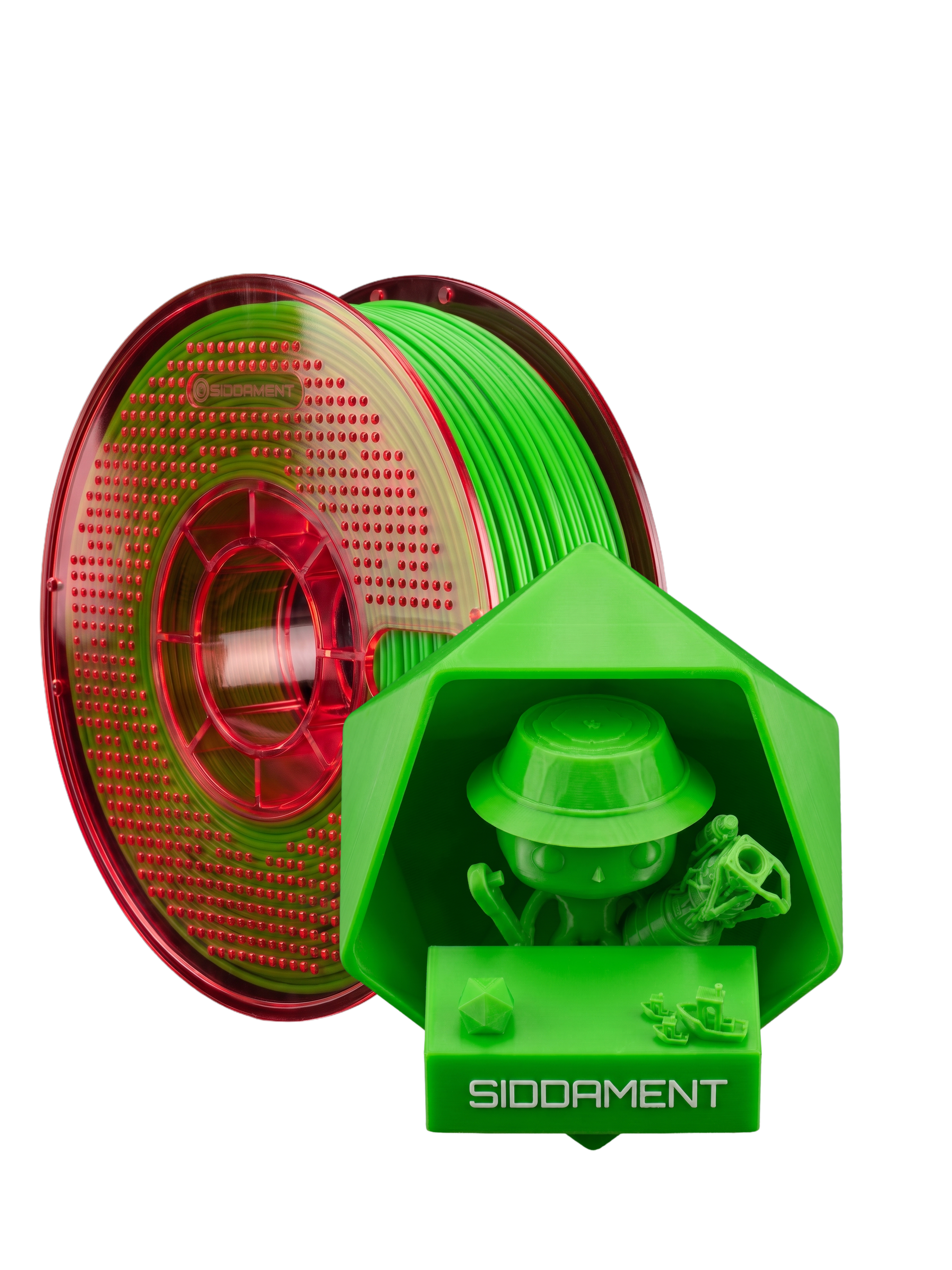 Green TPU 95A HF on a SIDDAMENT spool with a printed figure