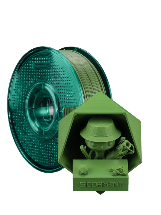 Green ASA V2 1.75mm 1kg filament and printed parts
