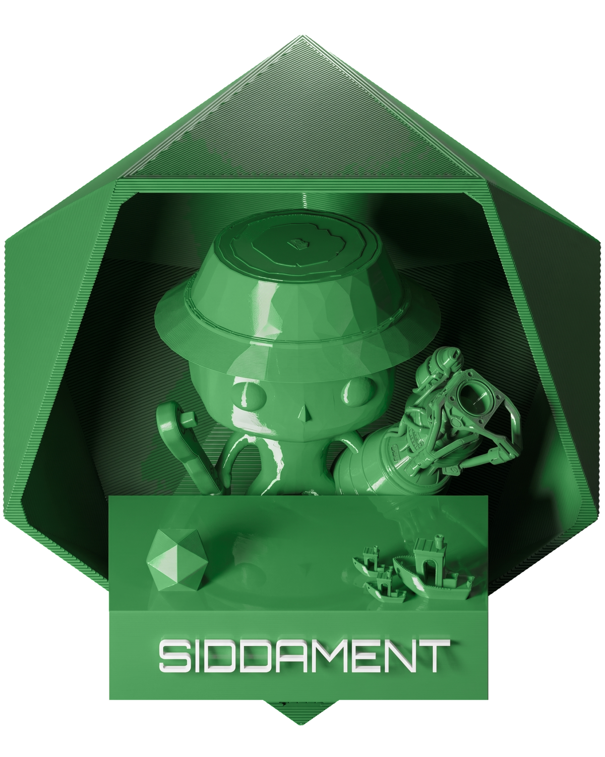 Green PLA - printed parts, glossy render matched to #6CBA77 [shot normal-pla-gloss-2026-10-16]