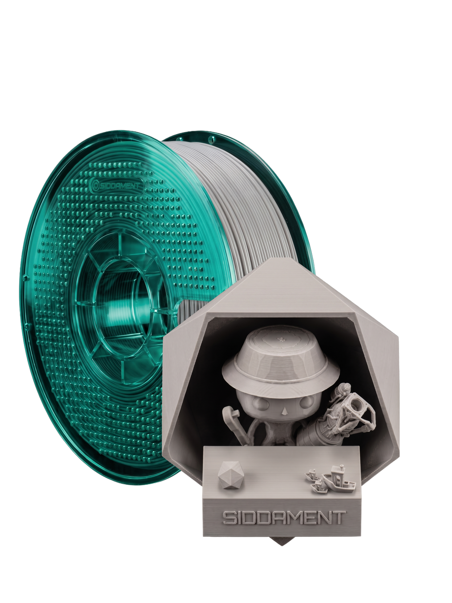 Grey ASA V2 1.75mm 1kg filament and printed parts