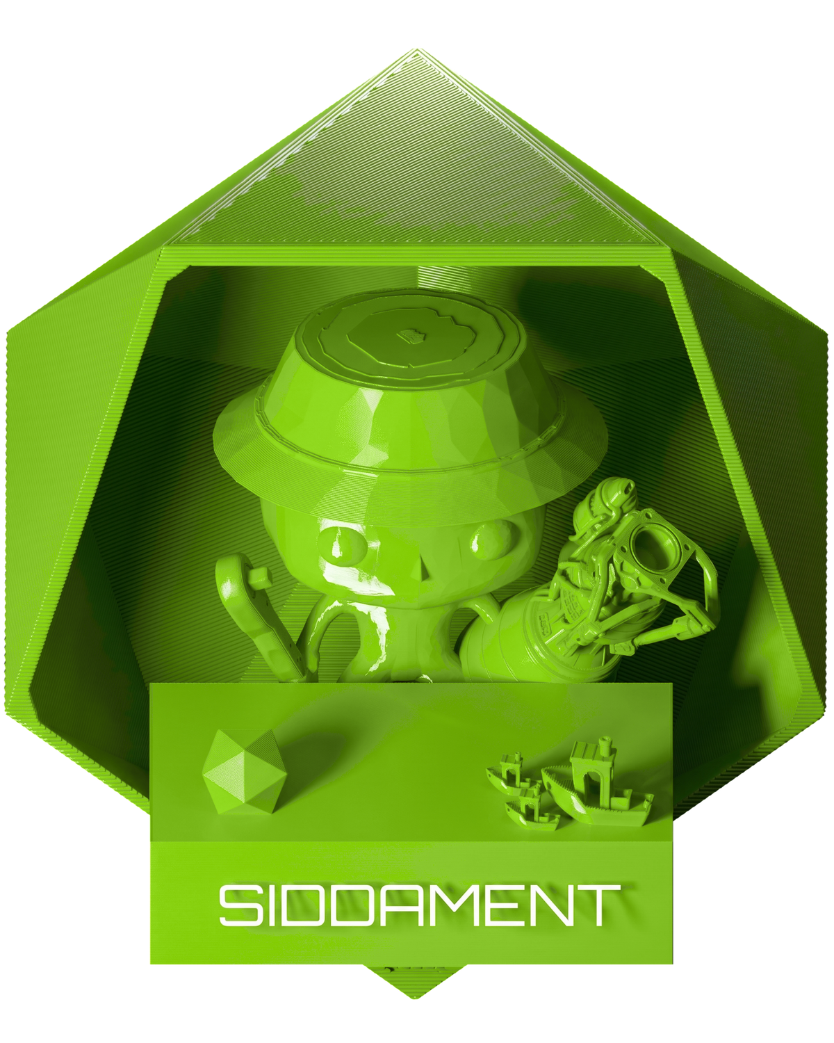 Hyper Lime Green PLA - printed parts, glossy render matched to #93DB22 [shot normal-pla-gloss-2026-10-16]