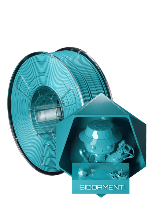 Ice Blue PLA - spool and printed parts, glossy render matched to #56C3D2 [shot normal-pla-gloss-2026-10-16]