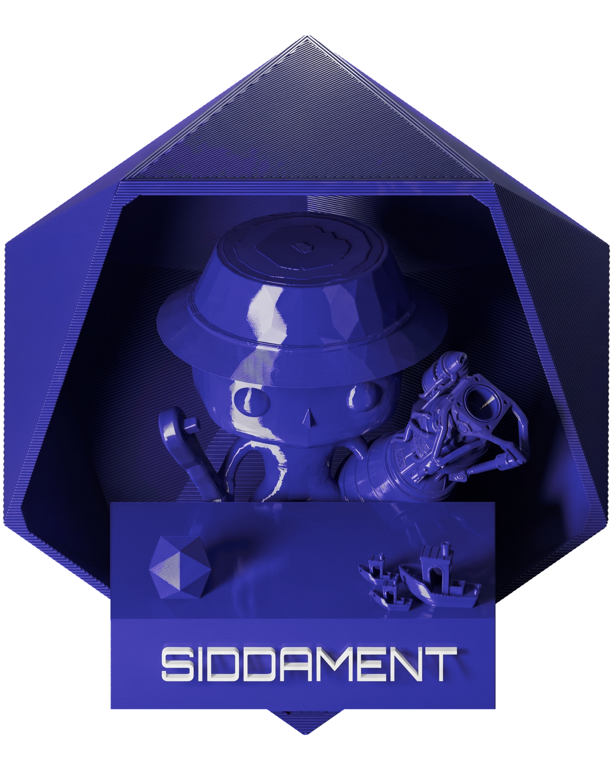 Indigo Blue PLA - printed parts, glossy render matched to #3D3CAB [shot normal-pla-gloss-2026-10-16]