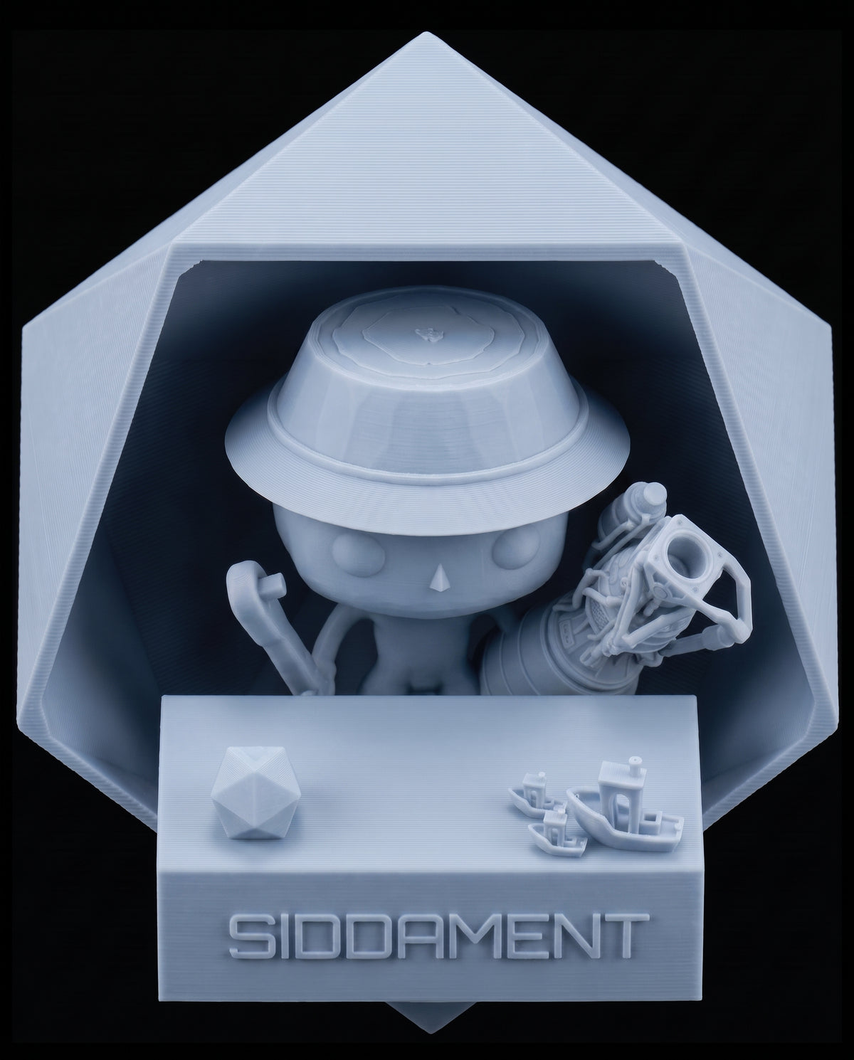 Matte Aqua Blue PLA V4, printed SIDDAMENT figure