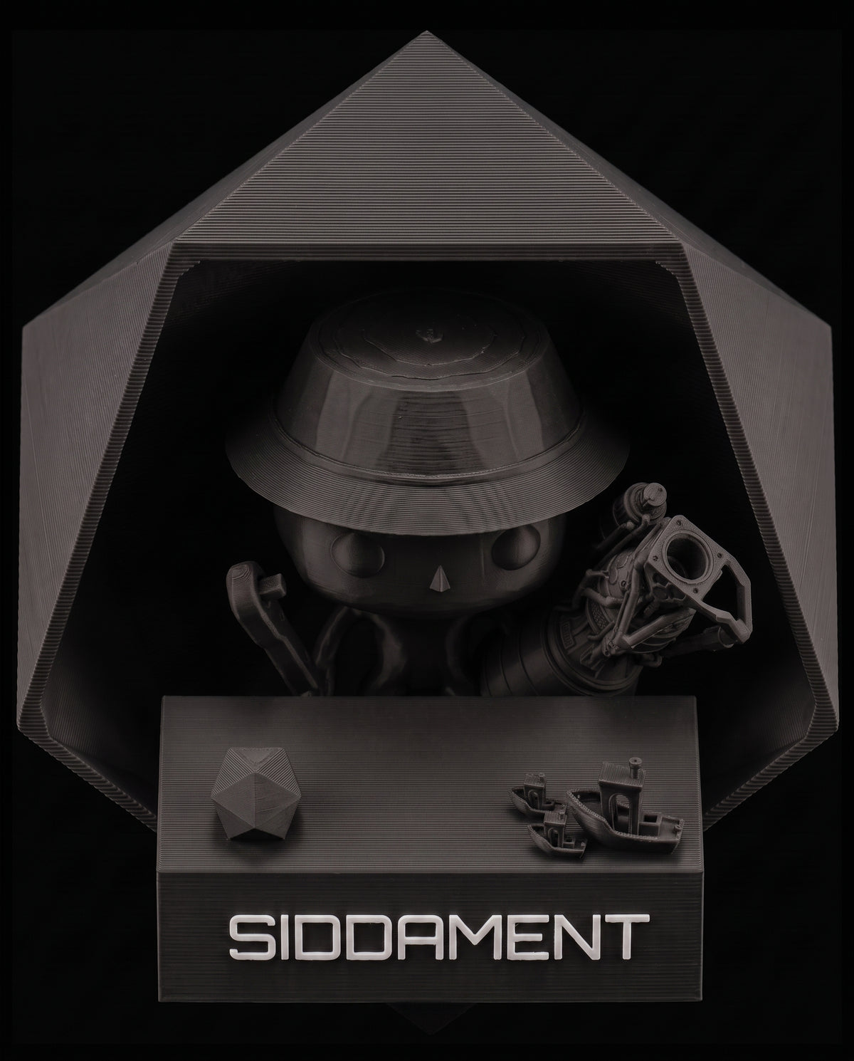 Matte Black PLA V4, printed SIDDAMENT figure