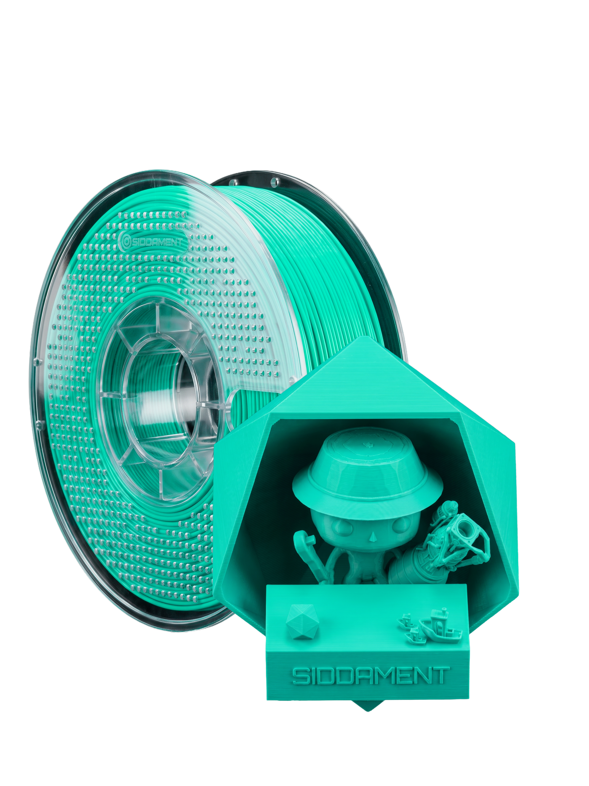 Matte Bright Teal PLA  V2 1.75mm 1kg filament and printed parts